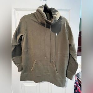 Polo Cowl Neck Sweatshirt in Olive